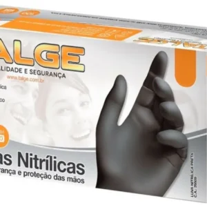 Luva Nitrilica Talge Sem Pó Preta (100 Unidades) P/ Procedimento CA 41485